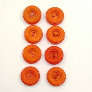 Vintage Orange Button Lot of 8 Burnt Orange